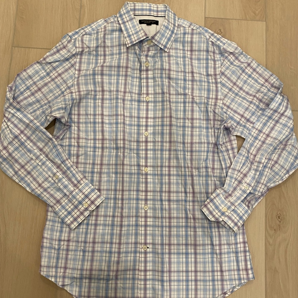 Banana republic large plaid button down shirt